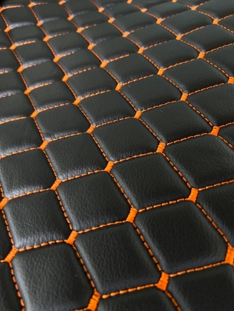 Black with neon orange stitching